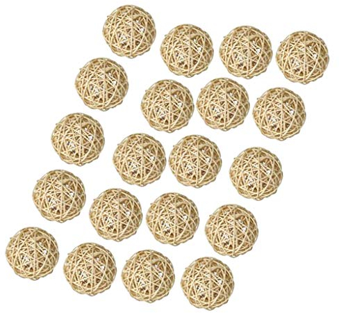 Sharplace 20 Stück Rattan Dekokugeln Ø3cm, Natur Beige, Handgefertigt