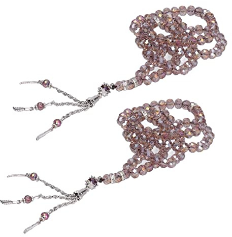 2st Muslimska Bönepärlor Färgad Glasyr 99 Pärlor Mihrab-separatorer Antal Utsökt Design Tasbih-bönpärlor 0.31in(Silvergrå)