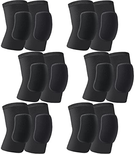 Yunsailing 6 Pairs Volleyball Knee Pads for Women Men, Soft Breathable Volleyball Tactical Knee Pads Workout Protector for Basketball Football Hockey Dance Running(M Size,Black)