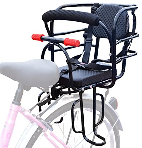 Bwcece Rear Kid's Bike Seat,Back Mount Child Bike Seat Attachment for Adult Bike,Outdoor Bike Seat for Children,Toddlers,and Kids (Up to 110lb)