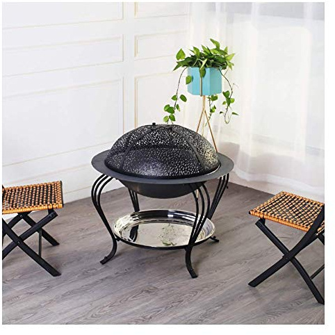 WANWEN Bol extérieur Barbecue Poêle Brazier Charbon de Bois Bois Massif sans Fumée Carbone Chauffage d'hiver Barbecue Grill Poêle à Charbon (Couleur: Noir, Taille: 66x66x45cm) Little Surprise