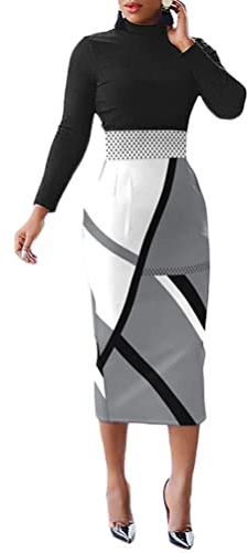 shownicer Crayon de Cocktail pour Femme Robe Cache-cœur à Manches Longues Couleur Unie Taille Haute Business Robe Elegant Rétro Crayon Midi Robe de Soirée Automne et Hiver B Blanc L