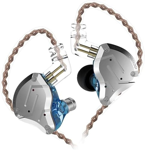 KZ ZS10 Pro Noise Cancelling Monitor Headphones, 4BA+1DD in-Ear HiFi Metal Earphones with Stainless Steel Faceplate, HiFi Gaming Earbuds IEM Earphones, 2 Pin Detachable Cable (Blue,Without Mic)