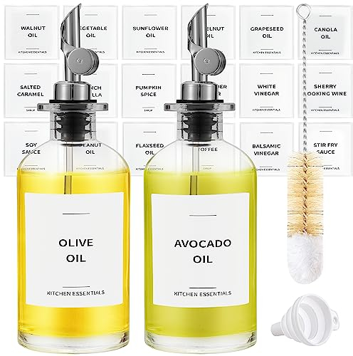 Spaceneat Bouteille pour Huile D'olive, Distributeur Huile D'olive, Bouteille Huile Olive Bec Verseur, Huilier Vinaigrier, Bec Verseur Huile D'olive, Olive Oil Dispenser Bottle, Lot De 2, Argent