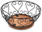 EDHAS Iron Fruit Bowl with Wooden Base for Kitchen Countertop & Dining Room and Pantries (22.86cm x 22.86cm x 10.16cm)