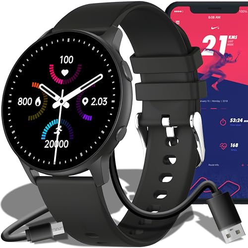 Retoo Smartwatch för kvinnor och män, 1,3 tums pekskärm smart klocka med Bluetooth 5.0, IP68 vattentät fitnessklocka, 140 mAh, aktivitetsmätare, sömnmonitor, stegräknare, sportklocka, svart
