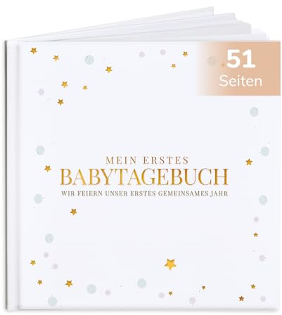 Tiny Trees® Babyalbum Mein erstes Jahr - Erinnerungsbuch und Schwangerschaftstagebuch – Geschenk für Babypartys – Tagebuch für werdende Mütter, Väter, Eltern - Fotoalbum zum eintragen