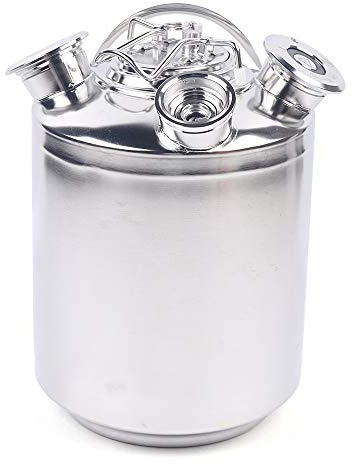 Qussse Botte per la pulizia della birra in acciaio inox, 10 l, contenitore per la pulizia con 3 teste con coperchio per impianto di spillatura della birra, VVG12