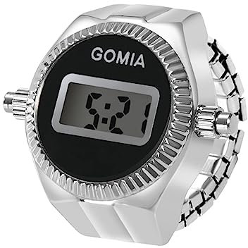 OIDEA Ringuhr Fingeruhr Herren Damen: Digital Silber elastisch Fingerband mit Schwarz digital Legierung Ring Uhr Uhrenring Geschenk für Freund Familie