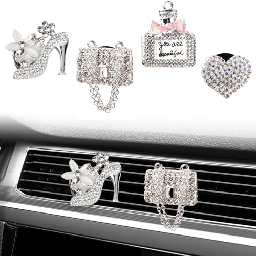 Dokeno 4 Stück Auto Lufterfrischer Diffusor Clip Auto Klimaanlage Lüftungsclip Dekoration mit Aromatisches Pad Aromatherapie Diffusor Parfüm Clip Luftauslass Auto Dekoration für Büro, Zuhause, Auto