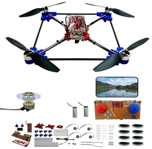 Quadrotor Drönare DIY-kit: Ett unikt STEM-projekt med borstlös motor, optisk flödessvävarning, hämtning och landning med ett klick och 360° flip för gör-det-själv-entusiaster för att lära sig drönare