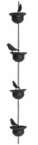 Cadena de lluvia decorativa, cadena de lluvia vintage, cadena de lluvia de pájaros, cadena de drenaje para canalones, cadena decorada para lluvia