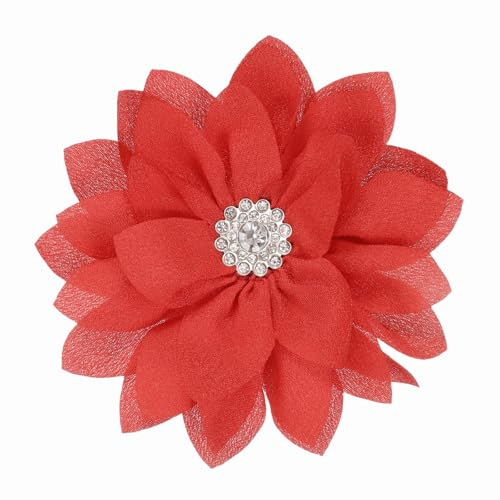 PATIKIL Elegante Broche De Flor Para Mujeres, Broche De Solapa De Flor De Tela Con Cristales Para Regalo De Boda Fiesta Traje Ropa Sombrero Vestido Abrigo Accesorios, Rojo