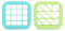 melii Reusable 2 Pack Bite Sized Food & Sandwich Cutters for Adults, Kids & Toddlers - Square & Triangle Mini Shapes - Blue & Lime