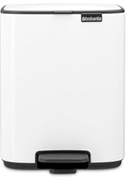 Brabantia Bo Pedal Cubo de basura 7L (blanco), papelera cocina con diseño compacto y sistema de apertura con pedal, cubo basura reciclaje con cubo extraíble, incluye bolsas PerfectFit