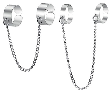 OUNONA Bague à Chaîne Ouverte Bague Manchette Créative Style Punk en Alliage Argenté pour Femme pour Tenue Quotidienne et Festivals