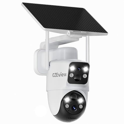 CZEview 4MP Caméra Surveillance WiFi Exterieure sans Fil Solaire, 360°