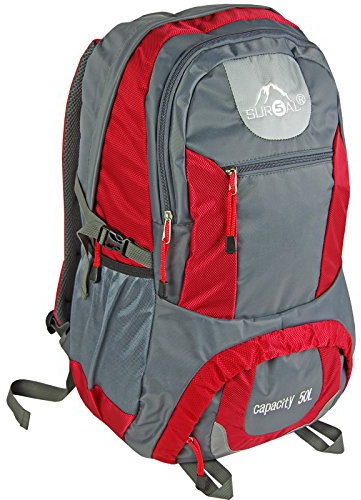 Sur5al Wanderrucksack YUKON 50L Trekkingrucksack Reiserucksack Outdoor Grau/Rot