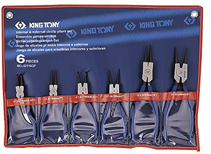 KING TONY 42116GP Trousse de Pinces Circlips, Set de 6, Bleu et Noir