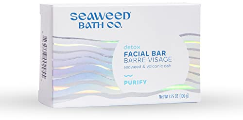 Seaweed Bath Co. Purify Detox Facial Bar Soap, 3.75 Ounce, Sustainably Harvested Seaweed, Volcanic Ash