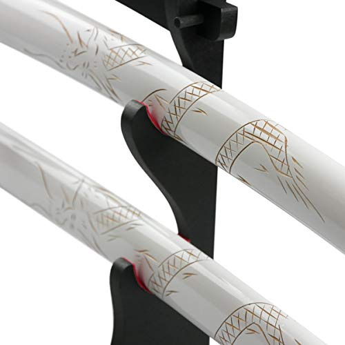 Katana Wakizashi Drago bianco Daisho Samurai Coppia di spade Ceppo decorativo con supporto per spada e accessori