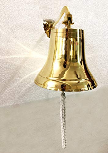 ANTICO Ottone Massiccio 8 Nave Campana Anello Casa Cucina Esterna Interna Porta Campana Da Parete Decorazione Della Casa