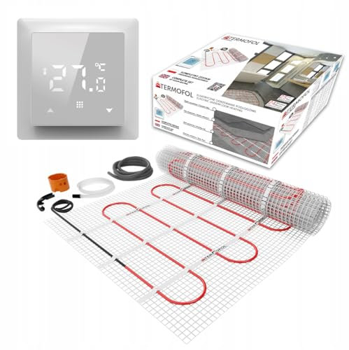 Termofol Kit Riscaldamento a Pavimento con Termostato - Riscaldamento Elettrico a Pavimento - Superficie - 0,5 m² - Potenza 150W/m², per Bagno, Soggiorno e Cucina - Termostato - H6