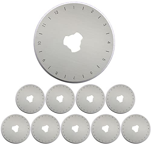 Csirnto Cuchillas Cutter 10 Piezas Cuchillas de Repuesto de 45 mm Cortador Circular Cuchillas de Recambio Cutter Rotatorio Tela Cúter Rotativo 45mm Kit Rotary Cutter Cuchillo Giratorio para Coser