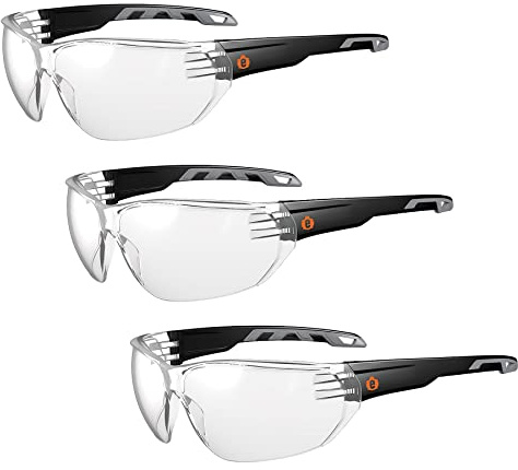 Ergodyne Skullerz VALI Frameless Safety Glasses, Lightweight, Anti Fog Clear Lens, 3-Pack