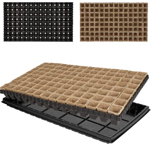 GARDENIX Piatto di coltivazione con sottovaso con 112 vasi di torba (quadrato, 3,5 cm x 5 cm)