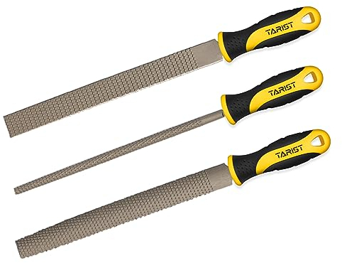 TARIST Juego de limas para madera 3 piezas, 200mm. incluye escofinas planas, escofinas redonda, escofinas semirredondas - trabajo para madera y plastico
