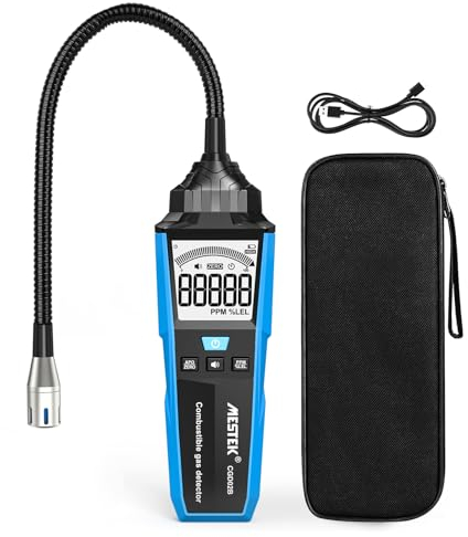 Gasmelder Erdgas MESTEK Gaslecksuchgerät Tragbarer Leckdetektor Digitalanzeige mit Akustischem Alarm, Haushalts Flüssiggas Stadtgas Gasdetektor Methan Propan Butan LPG, Wohnmobil, Wiederaufladbarer