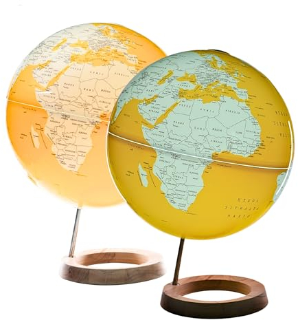 Exerz 33cm Leuchtglobus/Beleuchteter Globus Holzsockel mit 33 cm Durchmesser – Selbstmontage – Englische Karte