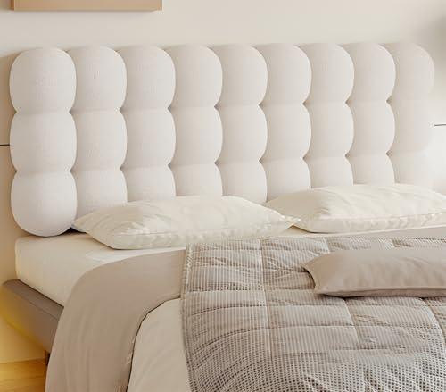 Flanell Schlafzimmer Wandkissen Bett, 13cm Dick Schwamm Wandschutz Bett, Wandpaneele Gepolstert Kinderzimmer, Rückenkissen Bett Kopfteil für Schlafzimmer, Einfache Installation ( Color : White , Size
