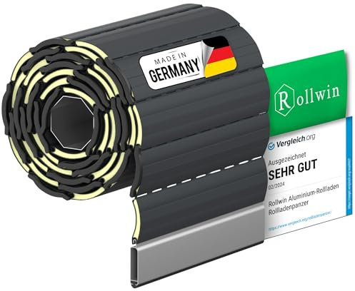 Rollwin ROLLADEN ALU Maxi 52 Anthrazit Grau Ungebohrte Endleiste Rolladenpanzer Aluminium Lamelle mit Rollladendämmung Rollladenfenster Rollladen DEUTSCHE Produktion zum Einbauen Hier Konfigurieren