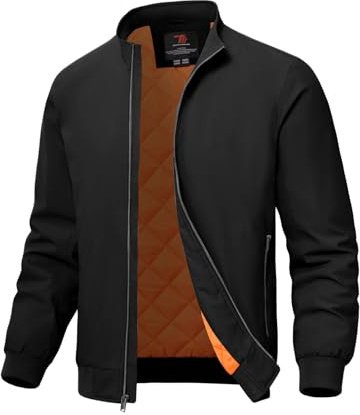 Rdruko Men's Quilted Bomber Jackets Casual Winter Windbreakers Jacket for Men Fall Padded Full Zip Windproof Work Coats Black 3XL