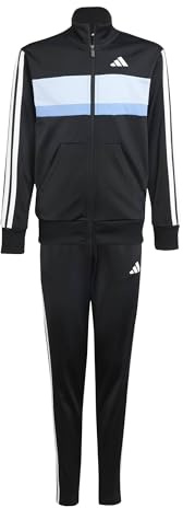 adidas Unisex niños SEASONAL ESSENTIALS TIBERIO 3 STRIPES TRICOT TRACKSUIT, black/glow blue/blue fusion/white, 11-12 Years