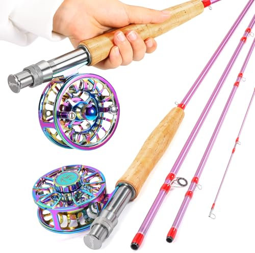 Sougayilang Fliegenfischrutenrolle, ultraleicht, tragbar, 4-teilige Fliegenrute mit glatter Fliegenrolle 5/6