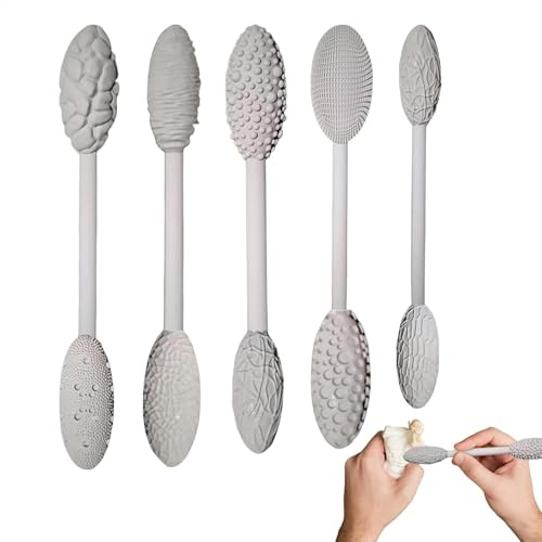 Trveqhk Outils de sculpture sur argile – Kit de sculpture texturée, rouleau à pâtisserie texturé, prise en main confortable, outils de modelage pour débutants professionnels