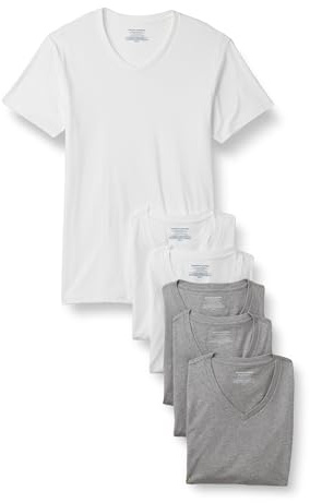 Amazon Essentials Men's V-Neck Undershirt, Breathable, Cotton, Pack of 6
