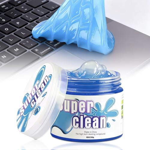 Frutilexia Cleaning Gel Pulizia Auto, Gel Pulizia Tastiera, Pulisci Tastiera, Keyboard Cleaner, Rimozione Della Riutilizzabile Sicuro, per Auto Interni, Laptop, Stampante, 200 g, Blu