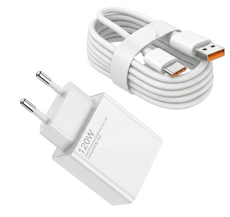 Cargador 120W Rápido con Cable USB-C 2M 6A Compatible con XiaoMi Redmi