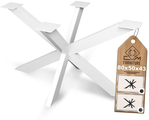 CM Furniture Pied de Table Basse Mikado Spider Châssis de Table Salon Réglable Blanc Hauteur 43 cm Patins de Tables pour Consoles Jardin Salon Bar Pied de Meuble Montage Easy Construction Robuste