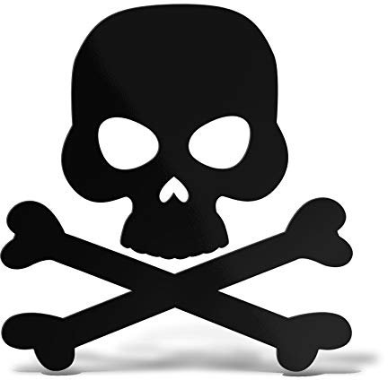 ERREINGE Sticker TESCHIO PIRATA NERO Adesivo prespaziato in PVC per Decalcomania Parete Murale Auto Moto Casco Camper Laptop - cm 12