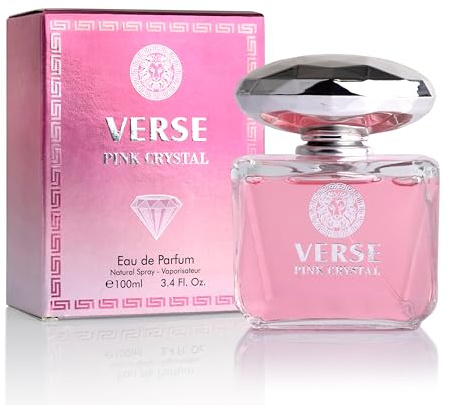 Verse Pink Crystal Eau De Parfum for Woman - Top Notes of Pomegranate, Yuzu & Iced Accord - Base Notes of Peony, Lotus, Magnolia, Amber, Musk & Mahogany - Floral & Fruity Scent - Elegant 100ml Bottle