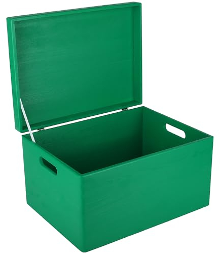 Creative Deco XXL Grün Große Holzkiste Aufbewahrungsbox Spielzeug | 40 x 30 x 24 cm | Mit Deckel