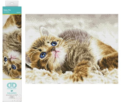 DIAMOND DOTZ DQ8.006 - Original 5D Diamond Painting Squares Set Katze Baby Pie, Kreativset mit 17.595 quadratische Diamant Mosaiksteinen, Malset ca. 31 x 41 cm für Erwachsene und Kinder ab 8 Jahren