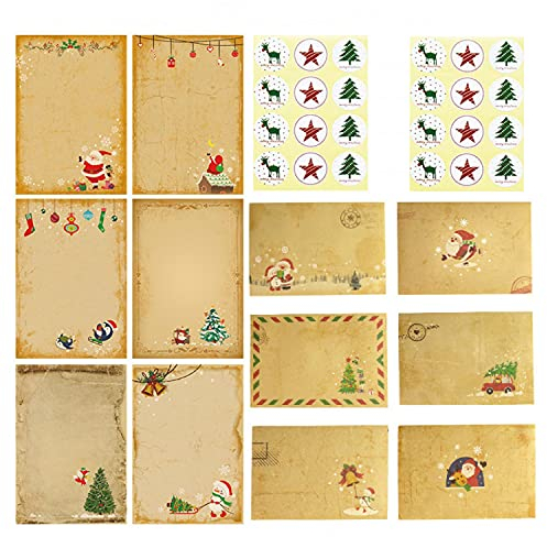 Weihnachts Briefpapier mit Umschlag Set, 24 Stück Weihnachts Briefpapier mit Briefumschläge Weihnachtskarten Klappkarten Set WeihnachtsgrüßE Karten Weihnachten Blanko GrußKarten Set