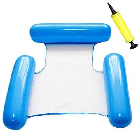 Poltrona Gonfiabile Piscina, Materassino Gonfiabile con Pompa, Amaca da Mare Gonfiabile, Materassino Piscina Adulti e Bambini, Materassino Piscina Gonfiabile Gigante Letto Galleggiante Acqua Sdraio