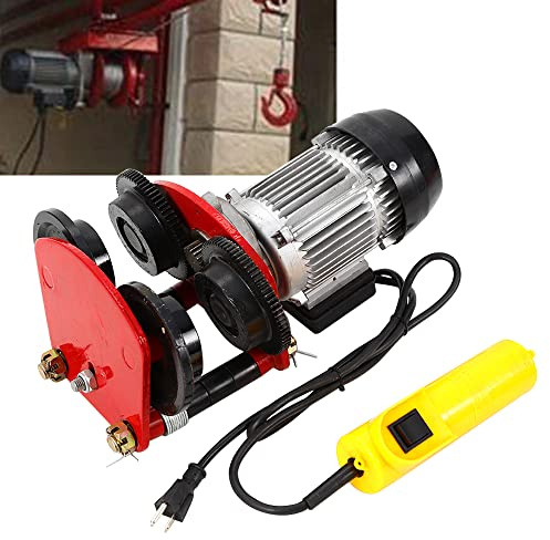 Electric Hoist Lift, 2000LBS Overhead Electric Motor Hoist Trolley Garage Winch Crane with I Beam Links, Remote Control, 1400r/m, Heavy Duty Pulley Hoisting Lifting Trolley for Warehouse, Factory